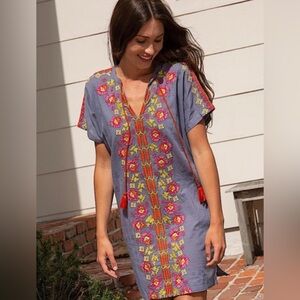 Natural Life Embroidered Tassel Dress - Charcoal - S